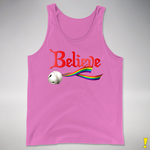 Believe LGBTQ Gilbert Baker Pride Jingle Bell Premium Tank Top - Neon Pink